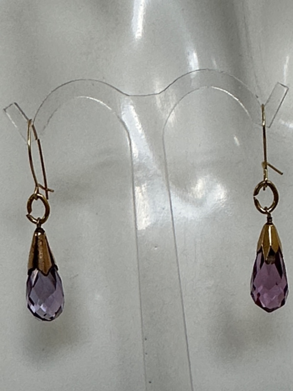 14k Gold amethyst Gems Dangle Earrings